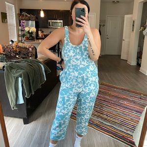 Blue and White Tie-Dye Target One-Piece Jumpsuit